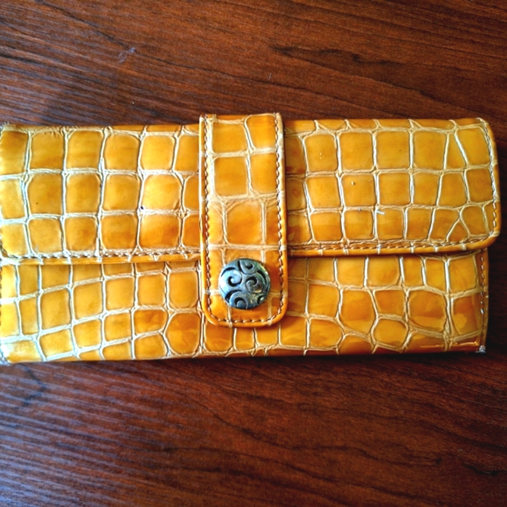 Brighton Mustard Crocodile Embossed Wallet Like New